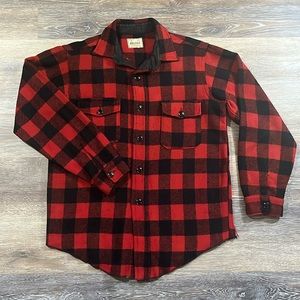 Vintage 60's Melton Wintermaster Buffalo Plaid Red & Black Wool Shirt Jacket